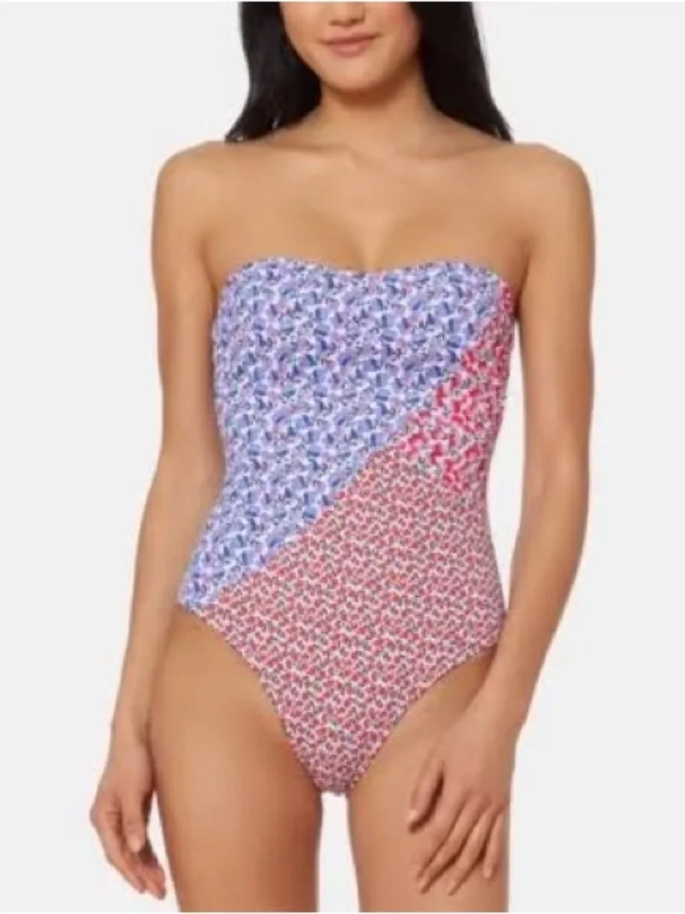 Jessica Simpson strapless one piece swimsuit Medium NWT Tini Multi Floral - Picture 1 of 8